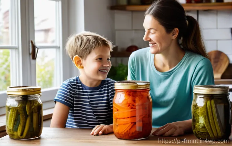 발효식품을 활용한 특별한 요리 아이디어 - **Prompt:** A warm and inviting scene in a cozy, rustic Polish kitchen. A smiling young mother (30s)...
