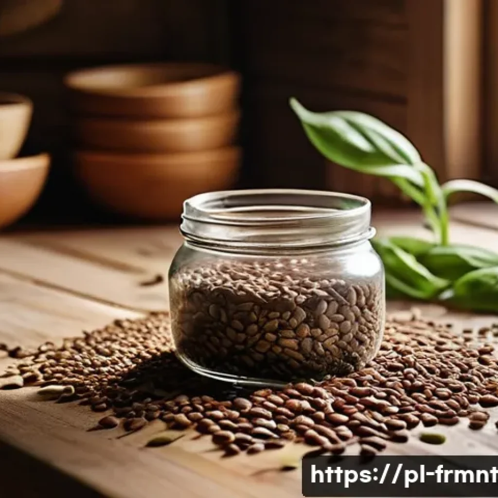 콩나물 발효식품 만들기 단계별 가이드 - A close-up scene of organic, dry, and undamaged bean seeds spread on a rustic wooden table in a cozy...
